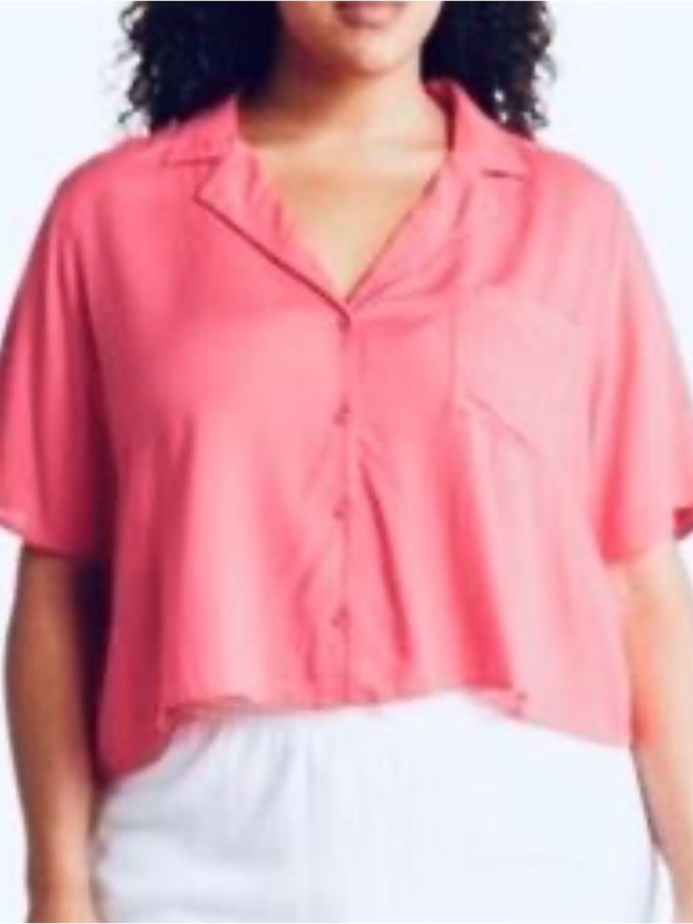 NWT Abound Button Up Crop Short Sleeve Top